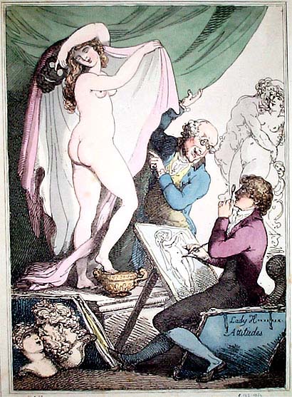 Catwalk supermodelling started here? The 'Attitudes' of Nelson's mistress Lady Emma Hamilton Thomas_rowlandson_1790-caricature-of-emma-hamilton-as-an-artists-model-with-reference-to-her-famous-attitudes