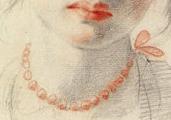 detail of Jacopo Vignali's Head of a Young Woman, 17th c